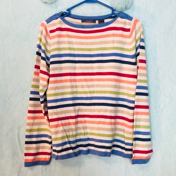 ❄️Liz Claiborne Med colorful striped sweater - Picture 2 of 8